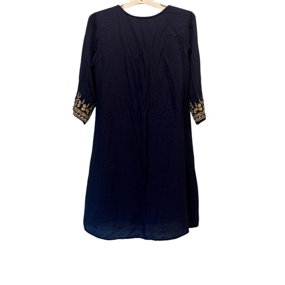 Blue and Gold Embellished 3/4 Sleeve Tunic - Picture 2 of 7